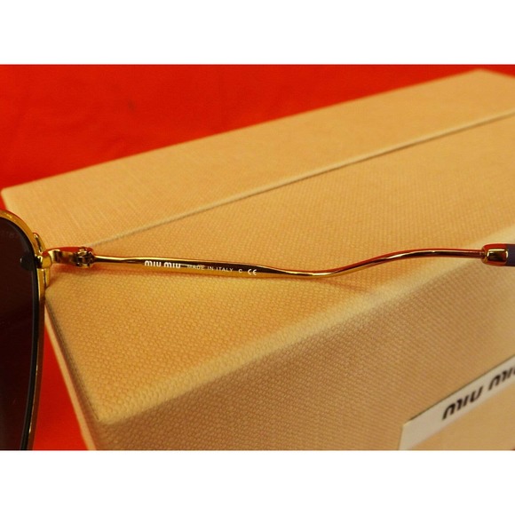 MIU MIU PRADA SMU55R CAT EYES SCENIQUE GOLD LILAC METAL LOGO FRAME SUNGLASSES - Picture 5 of 12